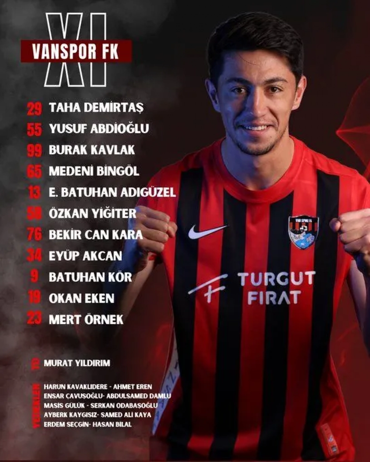 Vanspor'un Beyoğlu Yeni Çarşı Spor ile yapacağı maçta İlk 11 Açıklandı!